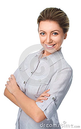 Business woman portrait, crossed arms Stock Photo