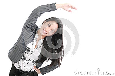 Business woman portrait stretching Stock Photo