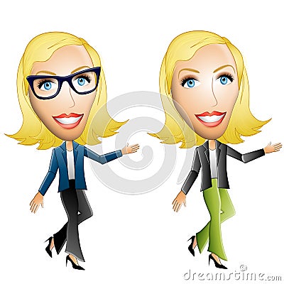 Business Woman Presenting Cartoon Illustration