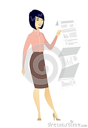 Business woman presenting business report. Vector Illustration