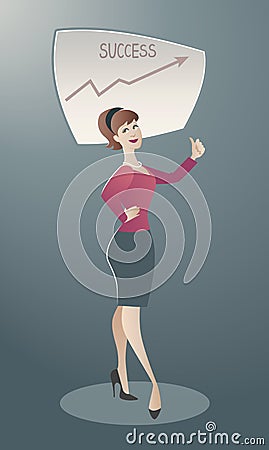 Business woman proud of her success. Cartoon retro style Stock Photo