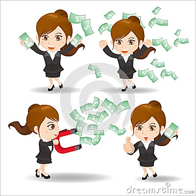 Business woman show finance money Vector Illustration