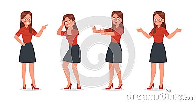 Business Woman showing different gestures character vector design. no3 Vector Illustration