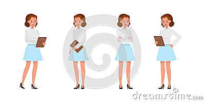 Business Woman showing different gestures character vector design. no3 Vector Illustration