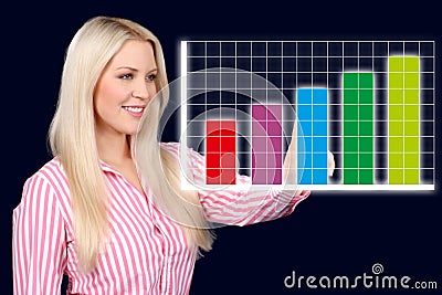 Business woman shows a graphic curve Stock Photo