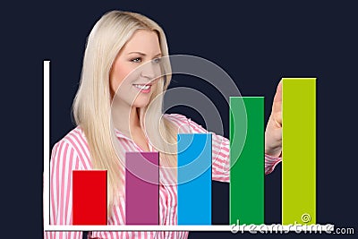 Business woman shows a graphic curve Stock Photo