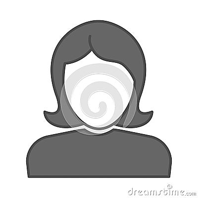 Business woman silhouette profile sign. Vector female flat icon. Women head and face, lady user avatar. Girl office manager Vector Illustration