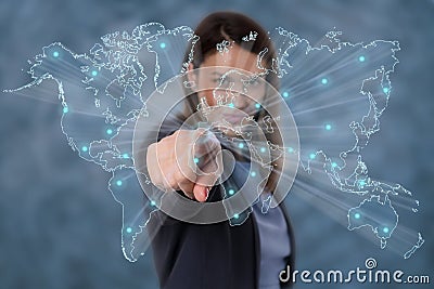 Business woman social network. Stock Photo