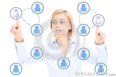 Business woman and social network Stock Photo