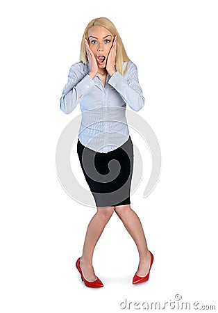 Business woman surprised Stock Photo