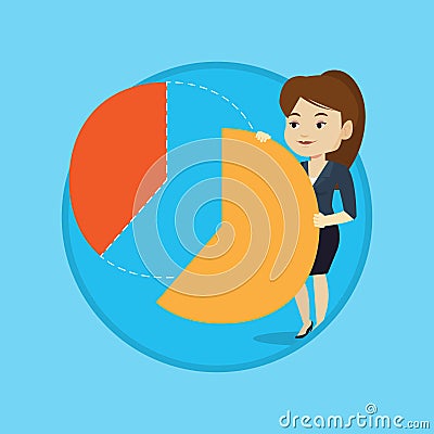 Business woman taking her share of the profits. Vector Illustration