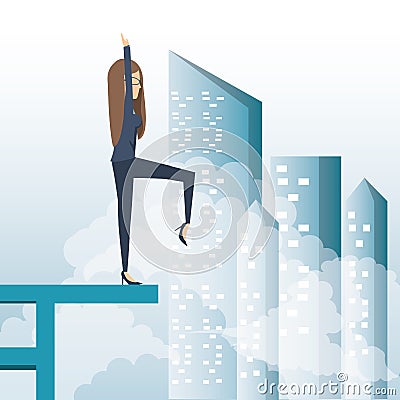 Business woman taking risk cartoon Vector Illustration