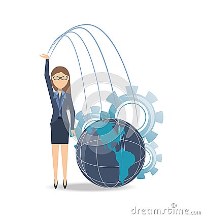 Business woman taking risk cartoon Vector Illustration