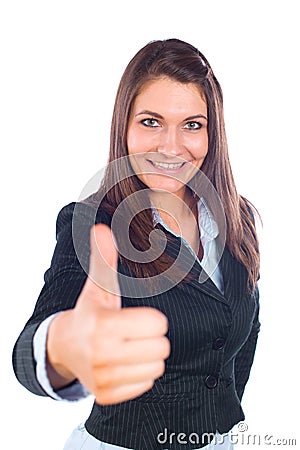 Business woman thumbs up Stock Photo