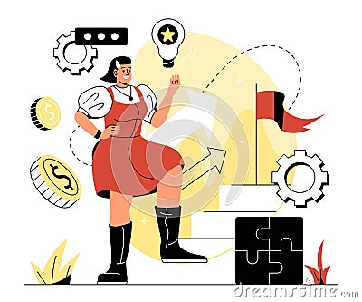 Business woman on top Vector Illustration