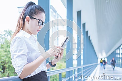 Business woman using tablet of working. Meetings the commercial activities in promoting. Together create a mutually beneficial. Stock Photo