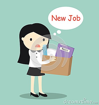 Business woman wants to find new job. Vector Illustration