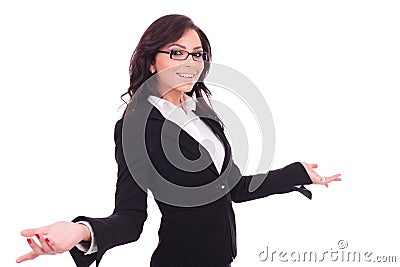 Business woman welcoming Stock Photo