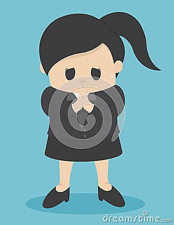 business woman who regret show hand gesture, excuse me, in the Vector Illustration