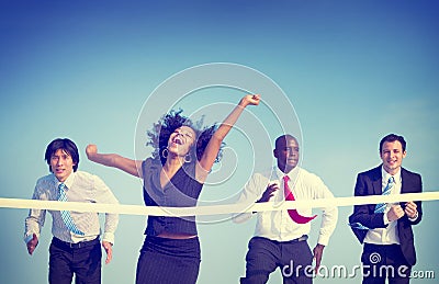 Business Woman Winning Race Concept Stock Photo