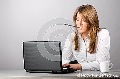 Business woman is working hard Stock Photo