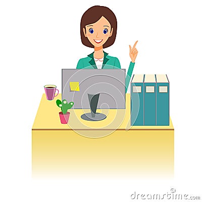 Business woman working in office. Character vector illustration, Vector Illustration