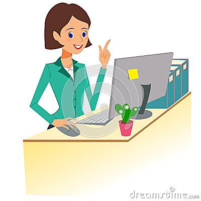 Business woman working in office. Character vector illustration, Vector Illustration