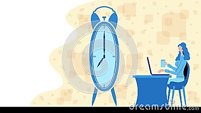 Business woman working part time with an alarm clock icon Vector Illustration