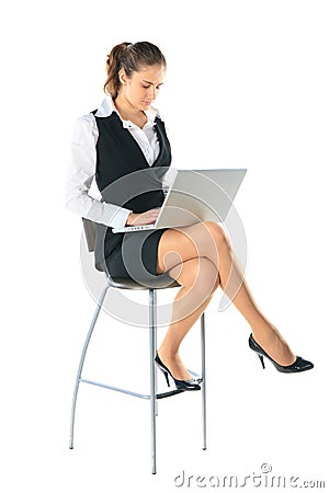 Business woman works on the laptop Stock Photo