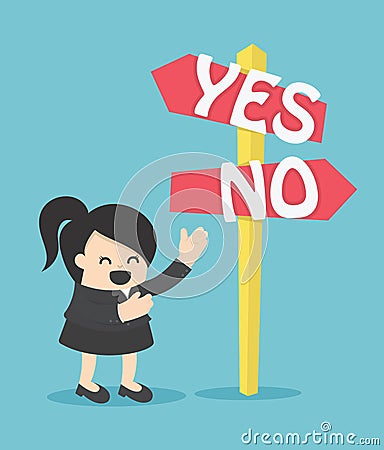 Business woman yes on no Vector Illustration