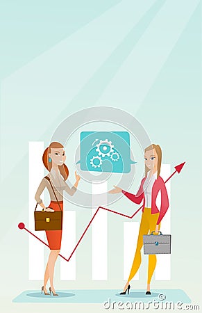 Business women analyzing financial data. Vector Illustration