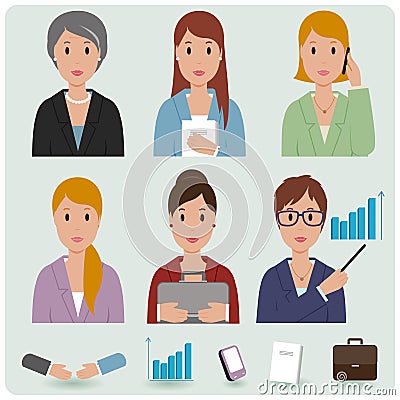 Business women. Vector illustration set Vector Illustration