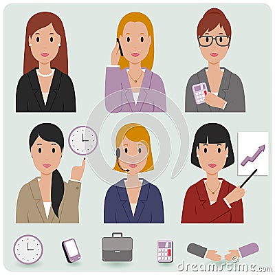 Business women icons. Vector illustration Vector Illustration