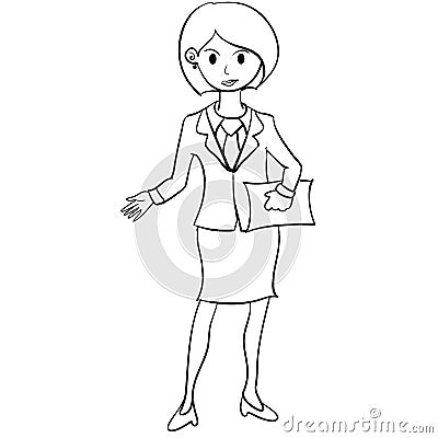 Business women character with hand draw Vector Illustration