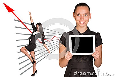 Business women and graphical chart Stock Photo