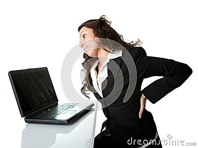 Business women having back pain. Stock Photo