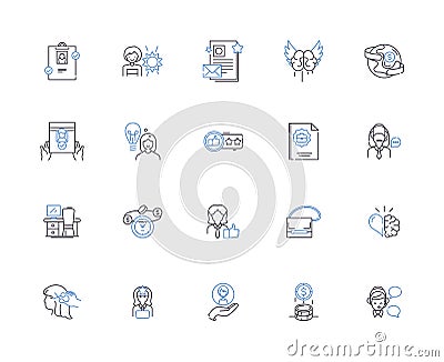 Business women outline icons collection. Businesswomen, Enterprising, Executives, Entrepreneurs, Professionals Vector Illustration