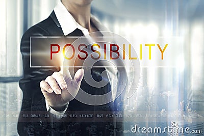 Business women touching the possibility screen Stock Photo