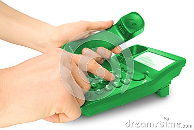 Business work on telephone Stock Photo