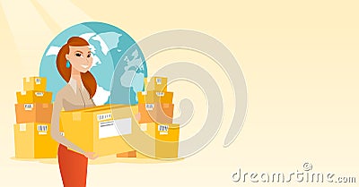 Business worker of international delivery service. Vector Illustration