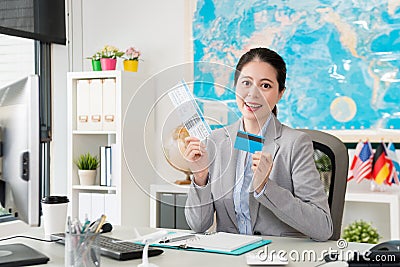 Business worker working on travel agent company Stock Photo