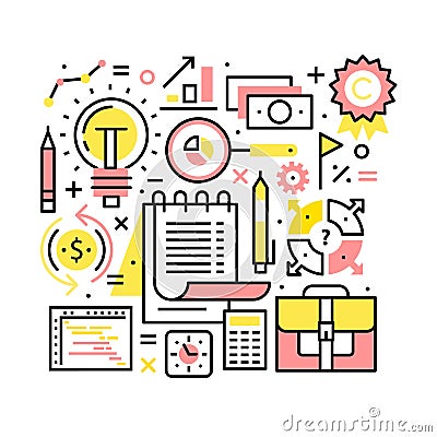 Business world concept. Planning, time management Vector Illustration