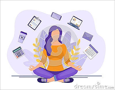 Business yoga concept. Vector Illustration