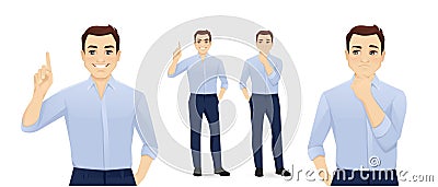 Business young man thinking making idea Vector Illustration