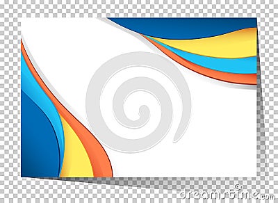 Businesscard template with blue and yellow waves Vector Illustration