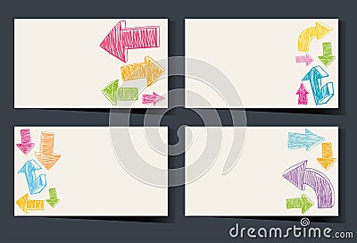 Businesscard template with colorful arrows Vector Illustration