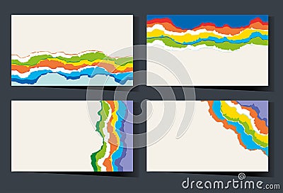 Businesscard template with rainbow doodles Vector Illustration