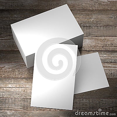 Businesscard 55x85mm mockup, wooden background - 3D rendering Stock Photo