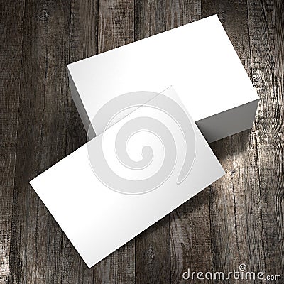 Businesscard 55x85mm mockup, wooden background - 3D rendering Stock Photo