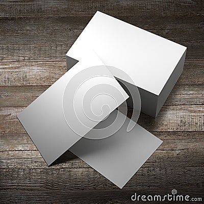 Businesscard 55x85mm mockup, wooden background - 3D rendering Stock Photo